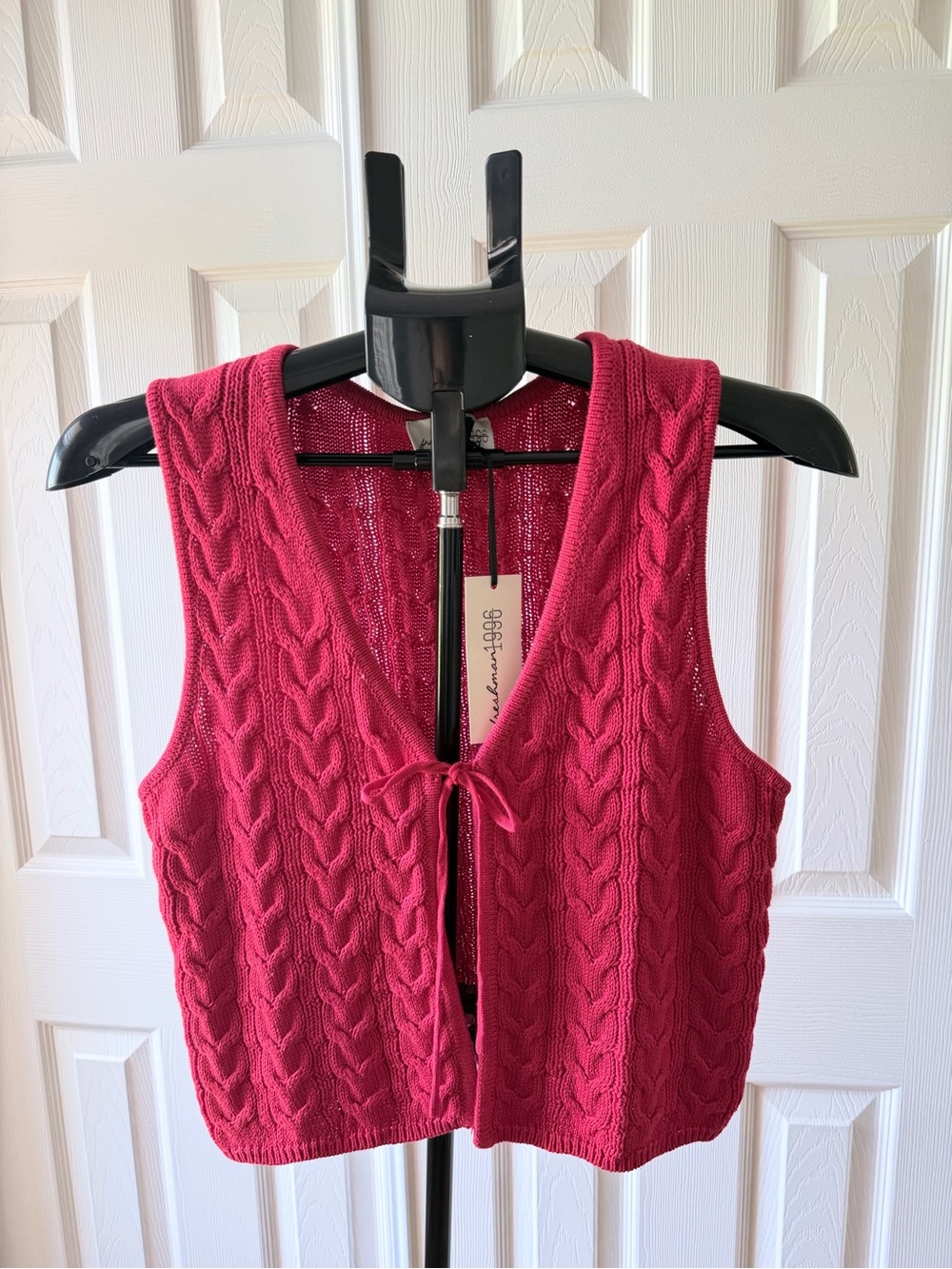 Freshman 1996 Red Cable-Knit Tie-Front Vest